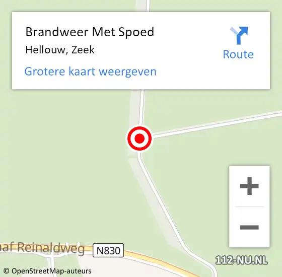 Locatie op kaart van de 112 melding: Brandweer Met Spoed Naar Hellouw, Zeek op 31 juli 2017 00:45