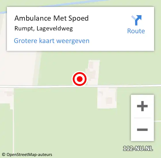 Locatie op kaart van de 112 melding: Ambulance Met Spoed Naar Rumpt, Lageveldweg op 31 juli 2017 00:49