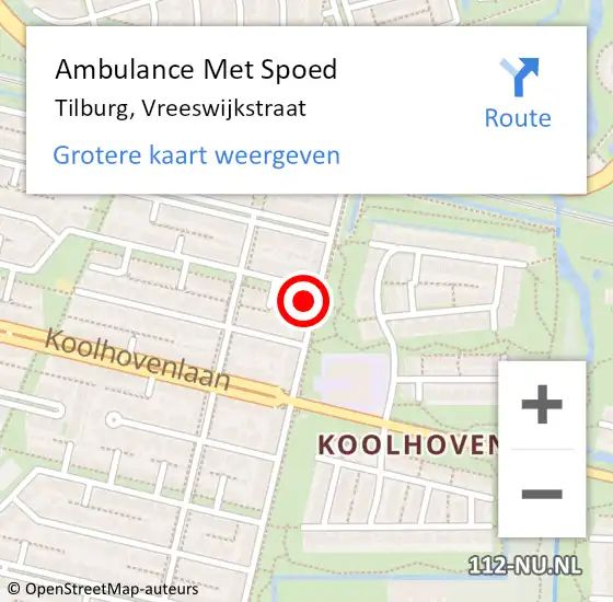 Locatie op kaart van de 112 melding: Ambulance Met Spoed Naar Tilburg, Vreeswijkstraat op 31 juli 2017 01:56