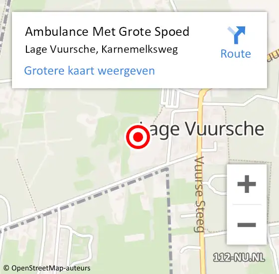 Locatie op kaart van de 112 melding: Ambulance Met Grote Spoed Naar Lage Vuursche, Karnemelksweg op 31 juli 2017 02:10