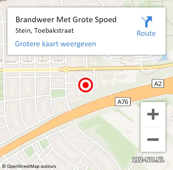 Locatie op kaart van de 112 melding: Brandweer Met Grote Spoed Naar Stein, Toebakstraat op 31 juli 2017 07:49