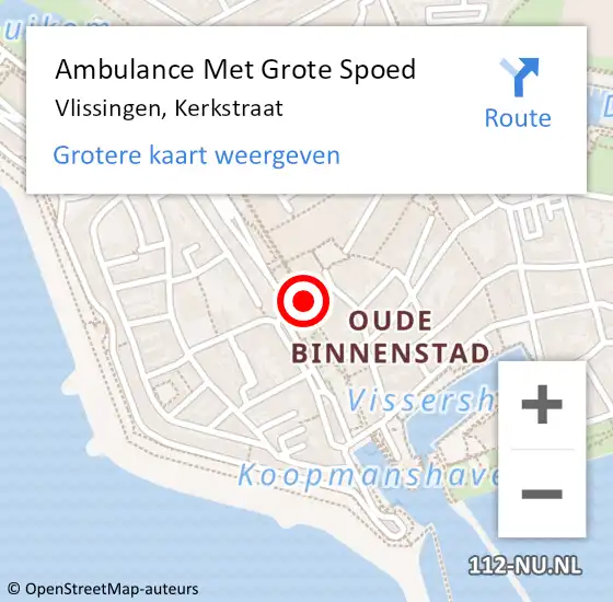 Locatie op kaart van de 112 melding: Ambulance Met Grote Spoed Naar Vlissingen, Kerkstraat op 31 juli 2017 08:21