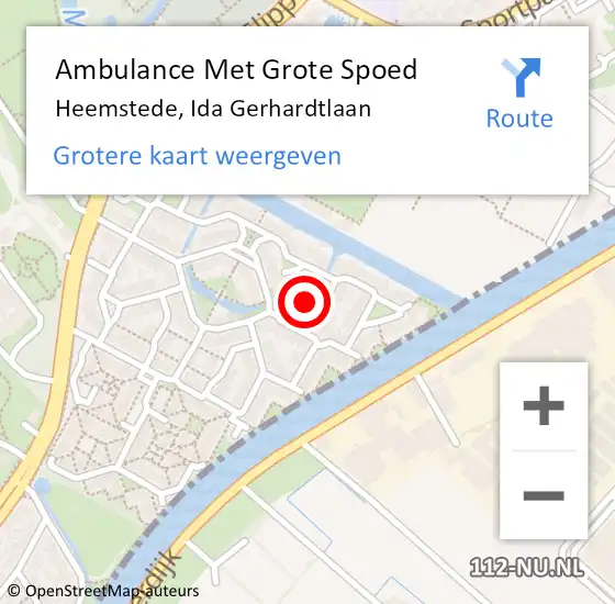 Locatie op kaart van de 112 melding: Ambulance Met Grote Spoed Naar Heemstede, Ida Gerhardtlaan op 31 juli 2017 08:45