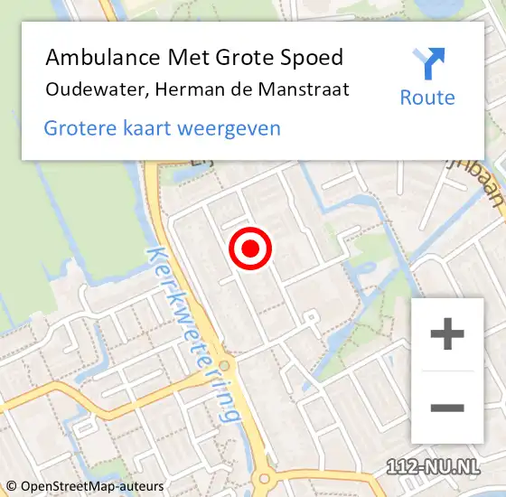 Locatie op kaart van de 112 melding: Ambulance Met Grote Spoed Naar Oudewater, Herman de Manstraat op 31 juli 2017 08:46