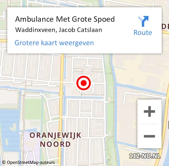 Locatie op kaart van de 112 melding: Ambulance Met Grote Spoed Naar Waddinxveen, Jacob Catslaan op 31 juli 2017 08:47