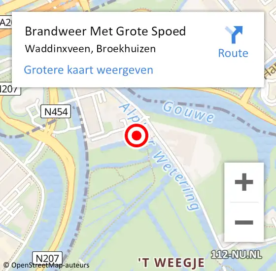 Locatie op kaart van de 112 melding: Brandweer Met Grote Spoed Naar Waddinxveen, Broekhuizen op 20 september 2013 16:43