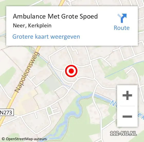 Locatie op kaart van de 112 melding: Ambulance Met Grote Spoed Naar Neer, Kerkplein op 31 juli 2017 10:09
