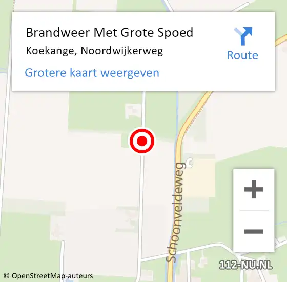 Locatie op kaart van de 112 melding: Brandweer Met Grote Spoed Naar Koekange, Noordwijkerweg op 31 juli 2017 10:55