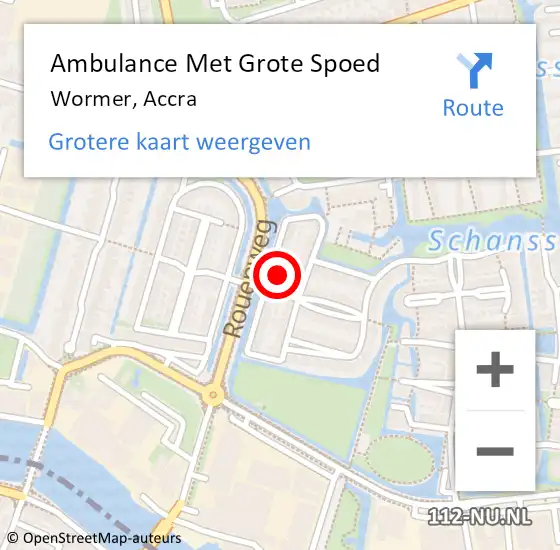 Locatie op kaart van de 112 melding: Ambulance Met Grote Spoed Naar Wormer, Accra op 31 juli 2017 10:58