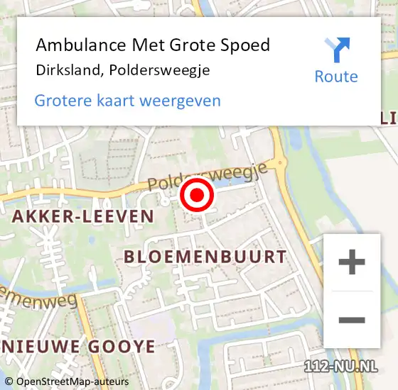 Locatie op kaart van de 112 melding: Ambulance Met Grote Spoed Naar Dirksland, Poldersweegje op 31 juli 2017 12:12