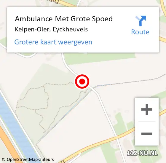 Locatie op kaart van de 112 melding: Ambulance Met Grote Spoed Naar Kelpen-Oler, Eyckheuvels op 31 juli 2017 12:43