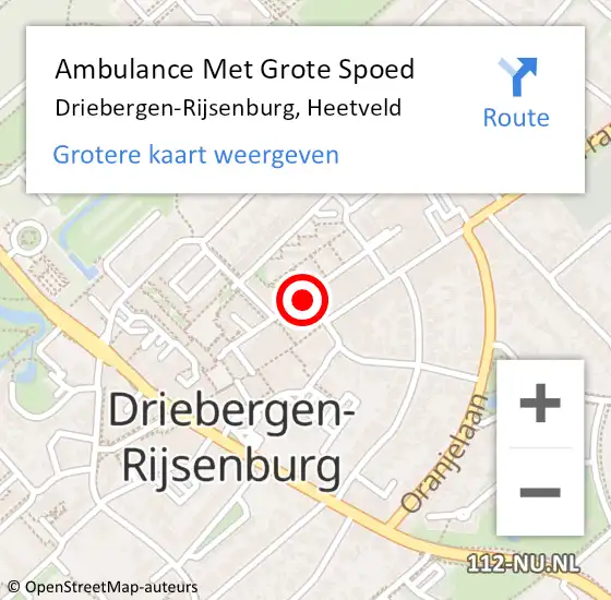 Locatie op kaart van de 112 melding: Ambulance Met Grote Spoed Naar Driebergen-Rijsenburg, Heetveld op 31 juli 2017 12:47