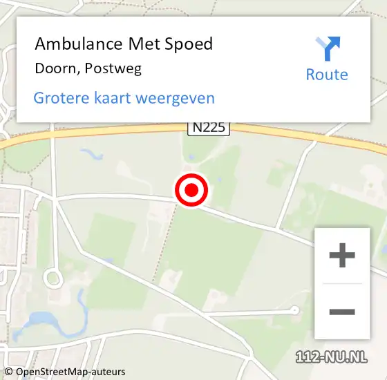 Locatie op kaart van de 112 melding: Ambulance Met Spoed Naar Doorn, Postweg op 31 juli 2017 14:16