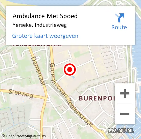 Locatie op kaart van de 112 melding: Ambulance Met Spoed Naar Yerseke, Industrieweg op 31 juli 2017 14:58