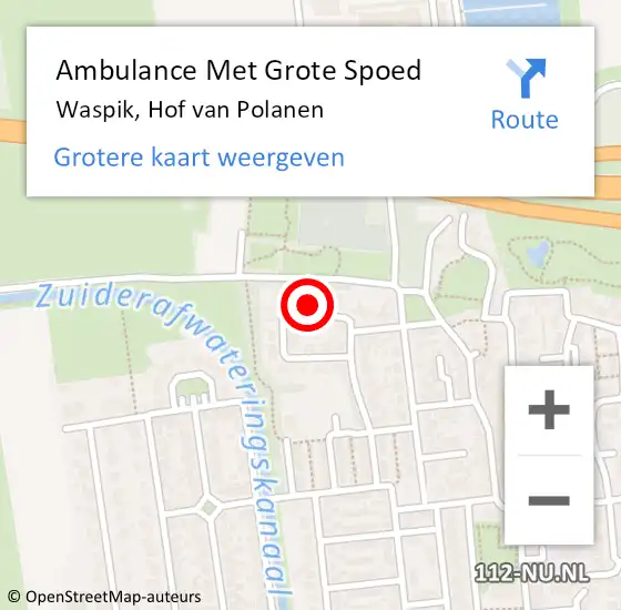 Locatie op kaart van de 112 melding: Ambulance Met Grote Spoed Naar Waspik, Hof van Polanen op 31 juli 2017 15:02