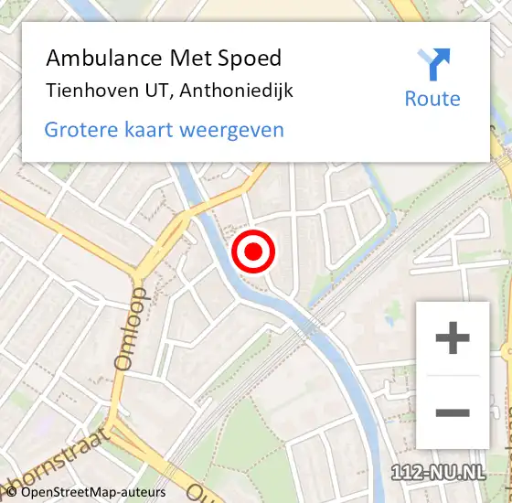 Locatie op kaart van de 112 melding: Ambulance Met Spoed Naar Tienhoven UT, Anthoniedijk op 31 juli 2017 15:08