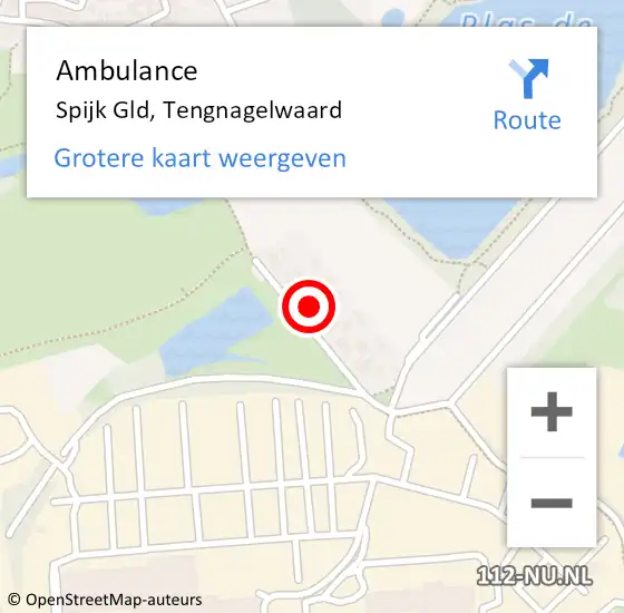 Locatie op kaart van de 112 melding: Ambulance Spijk Gld, Tengnagelwaard op 31 juli 2017 15:23