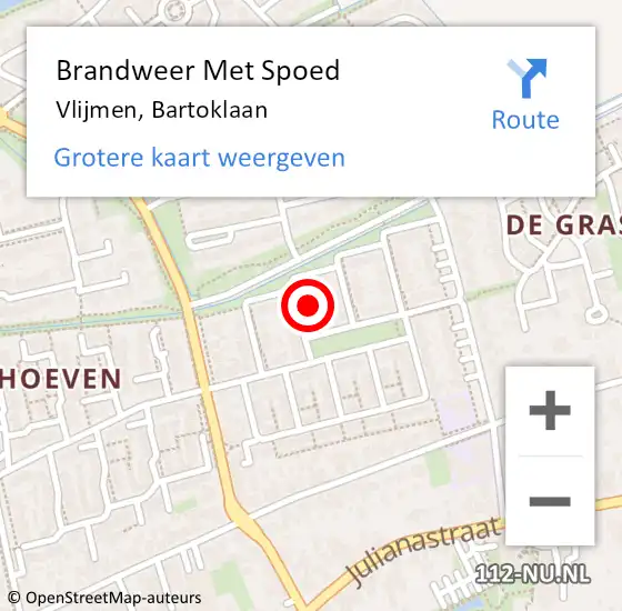 Locatie op kaart van de 112 melding: Brandweer Met Spoed Naar Vlijmen, Bartoklaan op 31 juli 2017 15:37