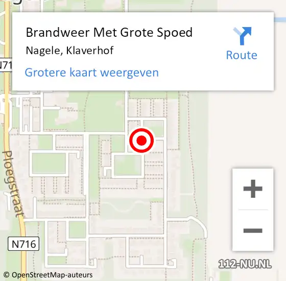 Locatie op kaart van de 112 melding: Brandweer Met Grote Spoed Naar Nagele, Klaverhof op 31 juli 2017 15:45