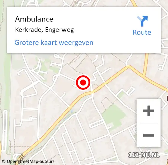 Locatie op kaart van de 112 melding: Ambulance Kerkrade, Engerweg op 28 januari 2014 15:16