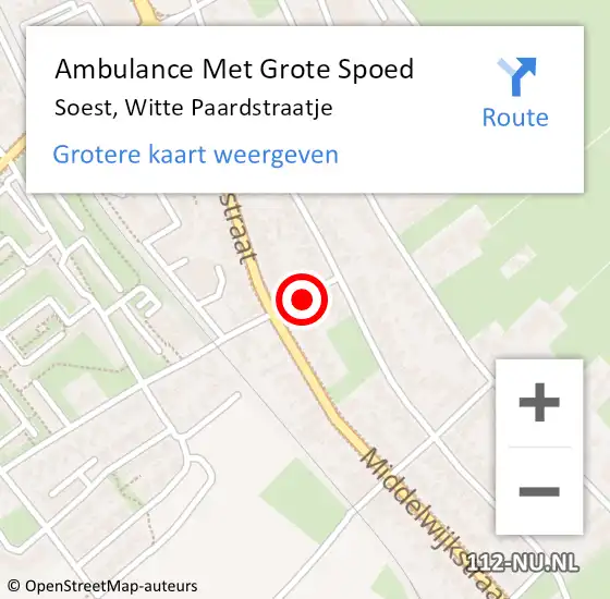 Locatie op kaart van de 112 melding: Ambulance Met Grote Spoed Naar Soest, Witte Paardstraatje op 31 juli 2017 16:14