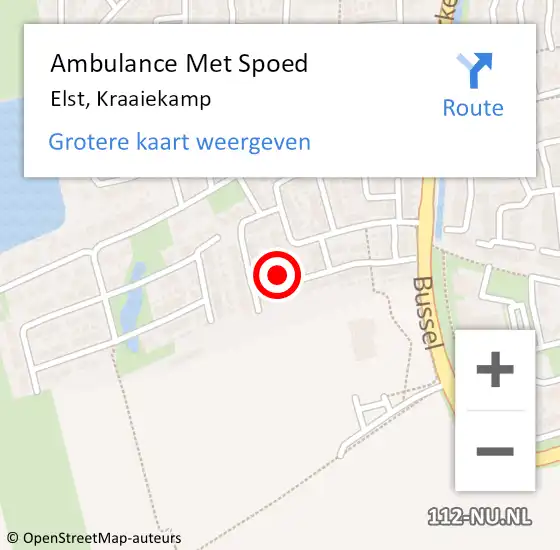 Locatie op kaart van de 112 melding: Ambulance Met Spoed Naar Elst, Kraaiekamp op 31 juli 2017 16:31