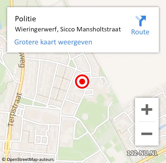 Locatie op kaart van de 112 melding: Politie Wieringerwerf, Sicco Mansholtstraat op 31 juli 2017 16:45