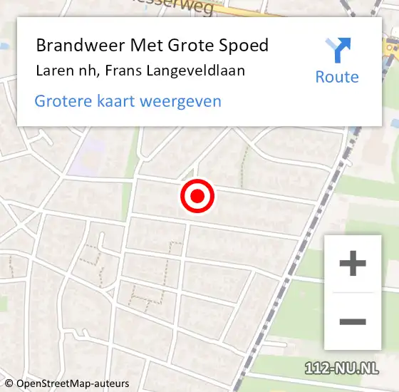 Locatie op kaart van de 112 melding: Brandweer Met Grote Spoed Naar Laren nh, Frans Langeveldlaan op 31 juli 2017 16:48
