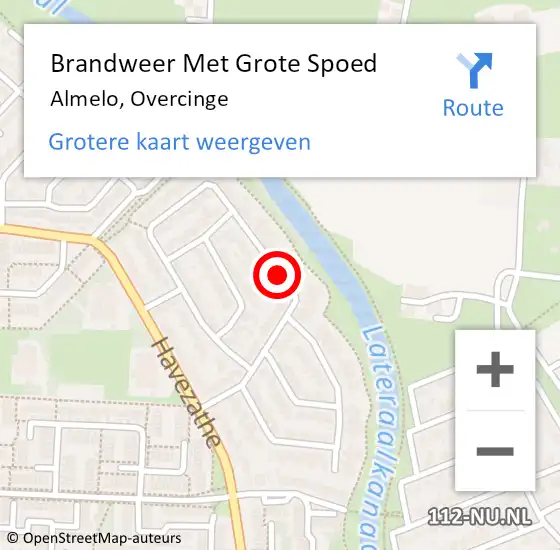 Locatie op kaart van de 112 melding: Brandweer Met Grote Spoed Naar Almelo, Overcinge op 31 juli 2017 17:38