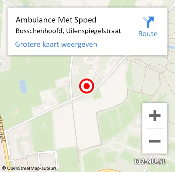 Locatie op kaart van de 112 melding: Ambulance Met Spoed Naar Bosschenhoofd, Uilenspiegelstraat op 31 juli 2017 17:57