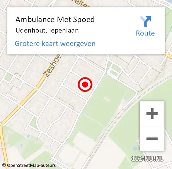 Locatie op kaart van de 112 melding: Ambulance Met Spoed Naar Udenhout, Iepenlaan op 31 juli 2017 18:09