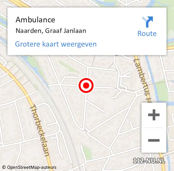 Locatie op kaart van de 112 melding: Ambulance Naarden, Graaf Janlaan op 28 januari 2014 15:30