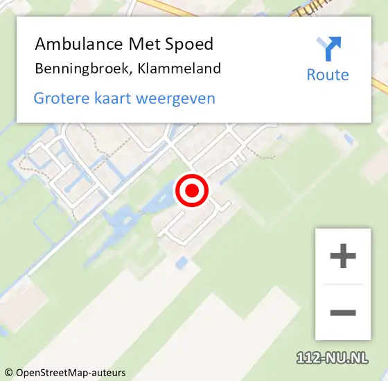 Locatie op kaart van de 112 melding: Ambulance Met Spoed Naar Benningbroek, Klammeland op 31 juli 2017 19:36