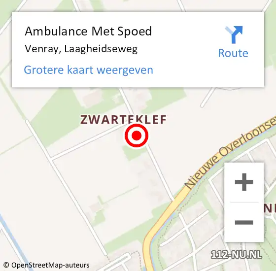 Locatie op kaart van de 112 melding: Ambulance Met Spoed Naar Venray, Laagheidseweg op 31 juli 2017 19:53