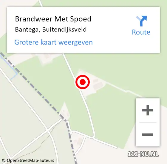 Locatie op kaart van de 112 melding: Brandweer Met Spoed Naar Bantega, Buitendijksveld op 31 juli 2017 20:04