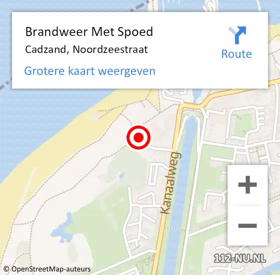 Locatie op kaart van de 112 melding: Brandweer Met Spoed Naar Cadzand, Noordzeestraat op 31 juli 2017 20:08