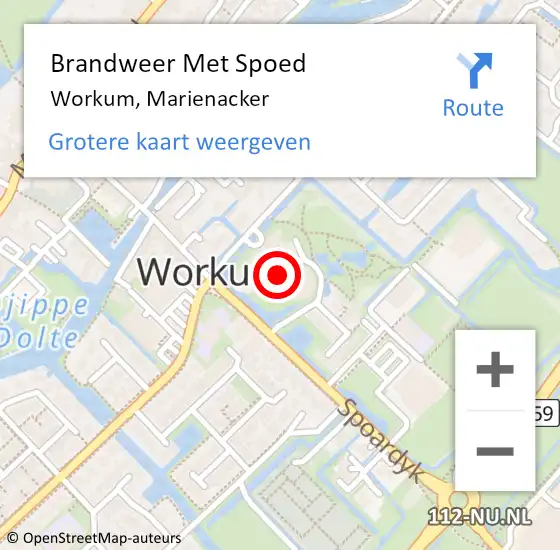 Locatie op kaart van de 112 melding: Brandweer Met Spoed Naar Workum, Marienacker op 31 juli 2017 20:33