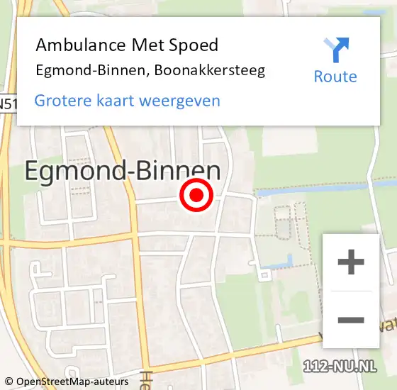 Locatie op kaart van de 112 melding: Ambulance Met Spoed Naar Egmond-Binnen, Boonakkersteeg op 31 juli 2017 20:38