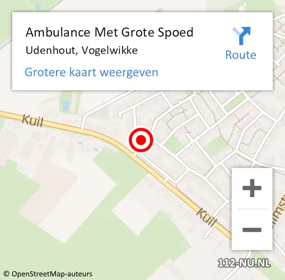 Locatie op kaart van de 112 melding: Ambulance Met Grote Spoed Naar Udenhout, Vogelwikke op 31 juli 2017 20:40