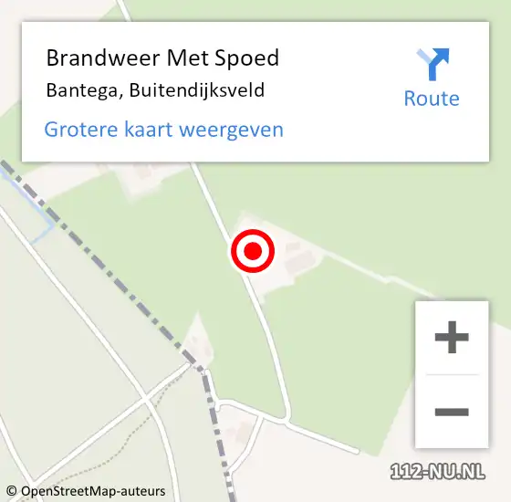 Locatie op kaart van de 112 melding: Brandweer Met Spoed Naar Bantega, Buitendijksveld op 31 juli 2017 20:41