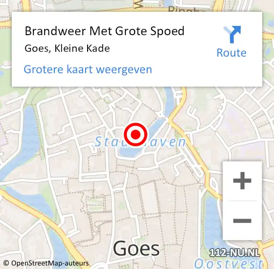 Locatie op kaart van de 112 melding: Brandweer Met Grote Spoed Naar Goes, Kleine Kade op 31 juli 2017 20:49