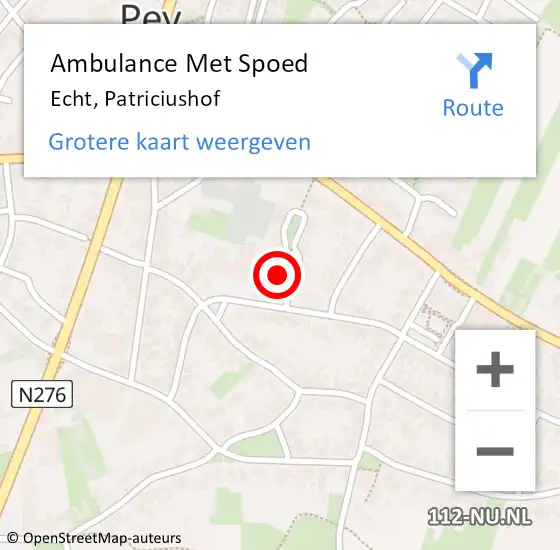 Locatie op kaart van de 112 melding: Ambulance Met Spoed Naar Echt, Patriciushof op 31 juli 2017 21:03