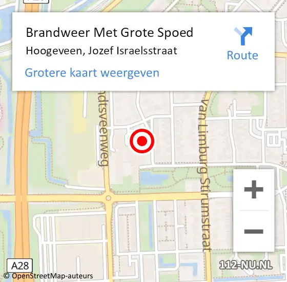 Locatie op kaart van de 112 melding: Brandweer Met Grote Spoed Naar Hoogeveen, Jozef Israelsstraat op 31 juli 2017 21:10