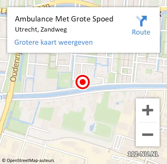 Locatie op kaart van de 112 melding: Ambulance Met Grote Spoed Naar Utrecht, Zandweg op 31 juli 2017 21:11