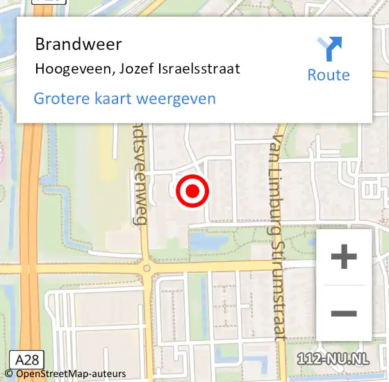 Locatie op kaart van de 112 melding: Brandweer Hoogeveen, Jozef Israelsstraat op 31 juli 2017 21:12