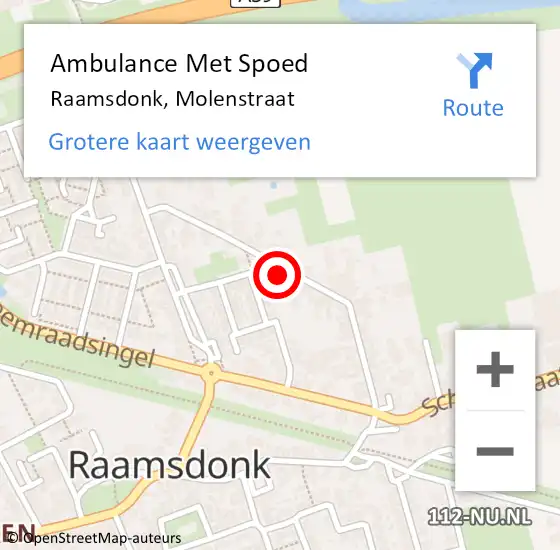 Locatie op kaart van de 112 melding: Ambulance Met Spoed Naar Raamsdonk, Molenstraat op 31 juli 2017 21:30