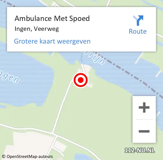 Locatie op kaart van de 112 melding: Ambulance Met Spoed Naar Ingen, Veerweg op 31 juli 2017 21:55