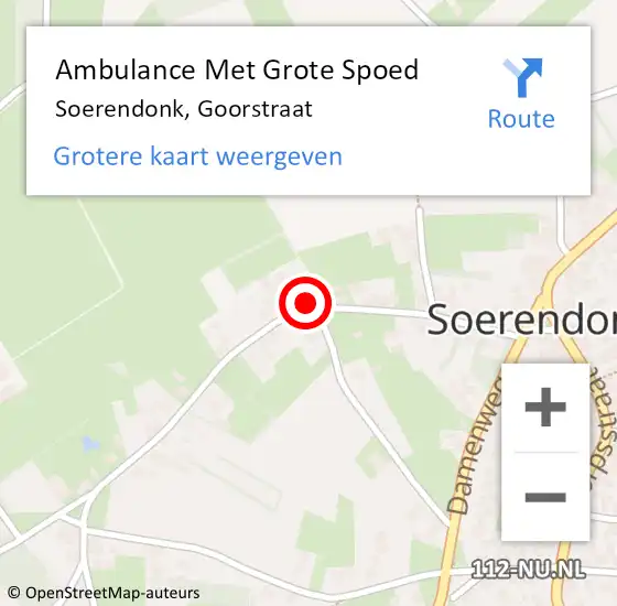 Locatie op kaart van de 112 melding: Ambulance Met Grote Spoed Naar Soerendonk, Goorstraat op 31 juli 2017 22:12