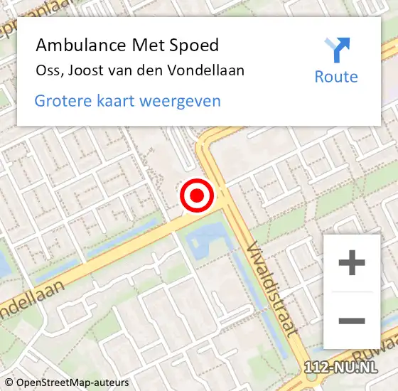 Locatie op kaart van de 112 melding: Ambulance Met Spoed Naar Oss, Joost van den Vondellaan op 31 juli 2017 22:21