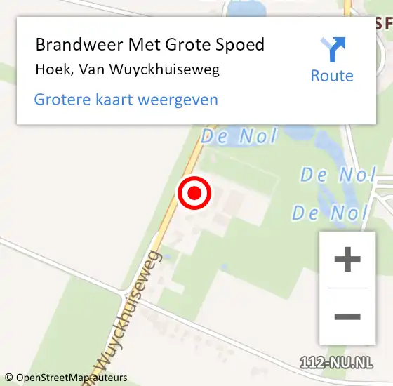 Locatie op kaart van de 112 melding: Brandweer Met Grote Spoed Naar Hoek, Van Wuyckhuiseweg op 31 juli 2017 23:08